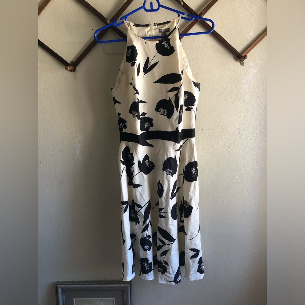 Dress Silk 100 Percent Ann Taylor size 2, black and white floral